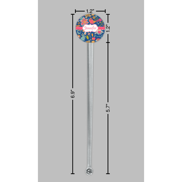 Owl & Hedgehog Clear Plastic 7" Stir Stick - Round - Dimensions