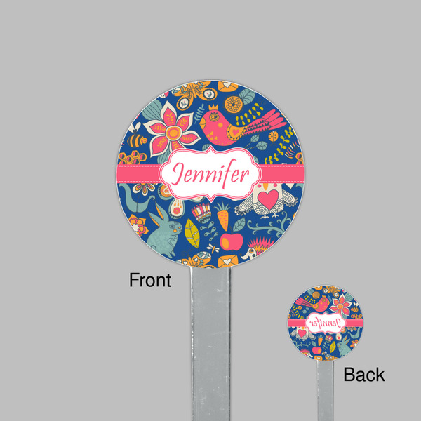 Owl & Hedgehog Clear Plastic 7" Stir Stick - Round - Front & Back