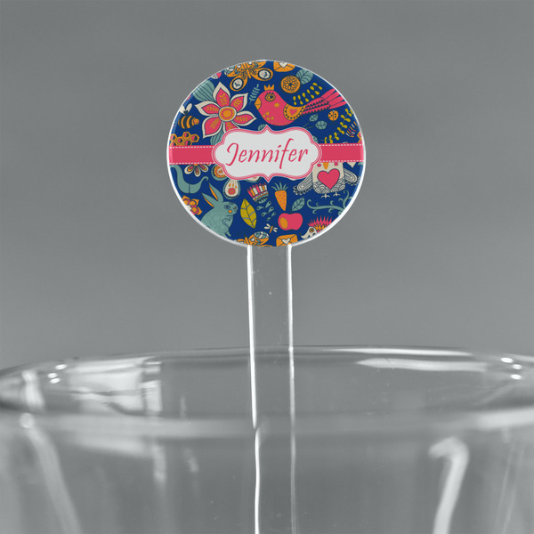 Custom Owl & Hedgehog 5.5" Round Plastic Stir Sticks - Clear (Personalized)