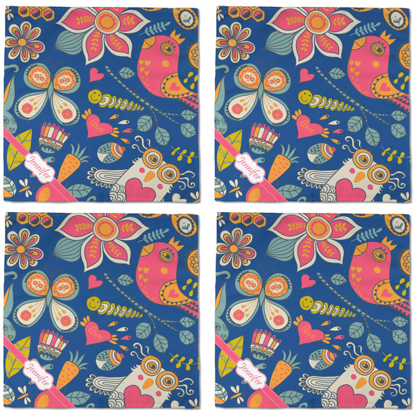 Owl & Hedgehog Cloth Napkins - Personalized Dinner (APPROVAL) Set of 4