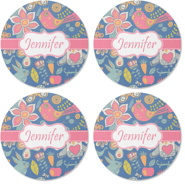 Owl & Hedgehog Coaster Round Rubber Back - Apvl