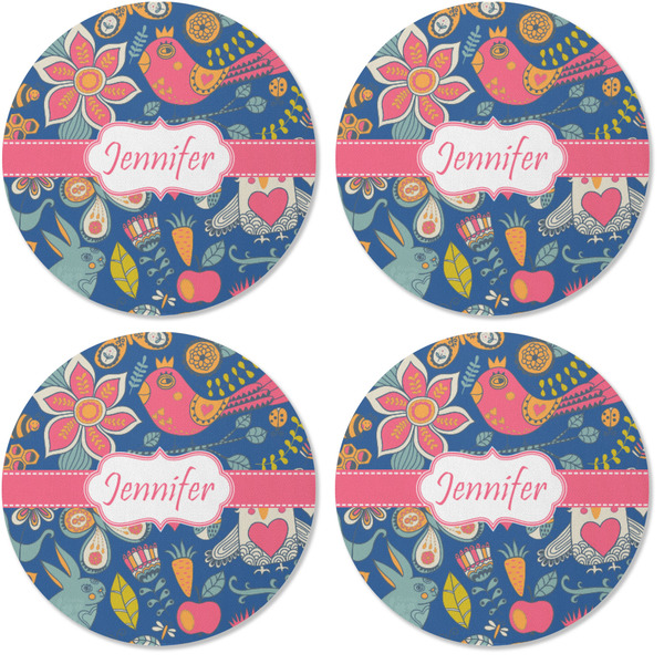 Owl & Hedgehog Coaster Round Rubber Back - Apvl