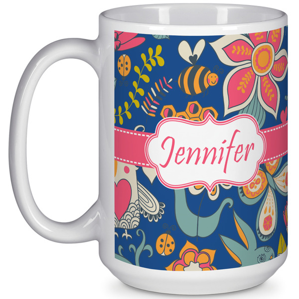 Custom Owl & Hedgehog 15 Oz Coffee Mug - White (Personalized)