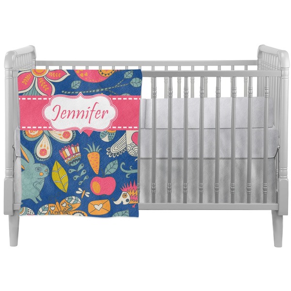 Custom Owl & Hedgehog Crib Comforter / Quilt (Personalized)