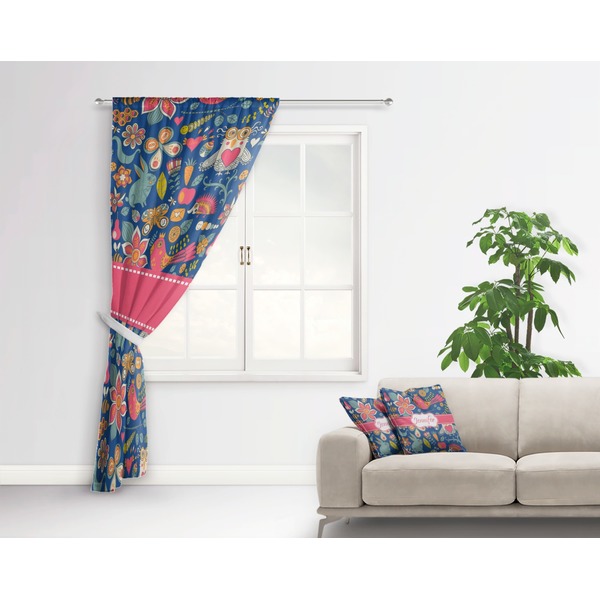 Owl & Hedgehog Curtain With Window and Rod - in Room Matching Pillow