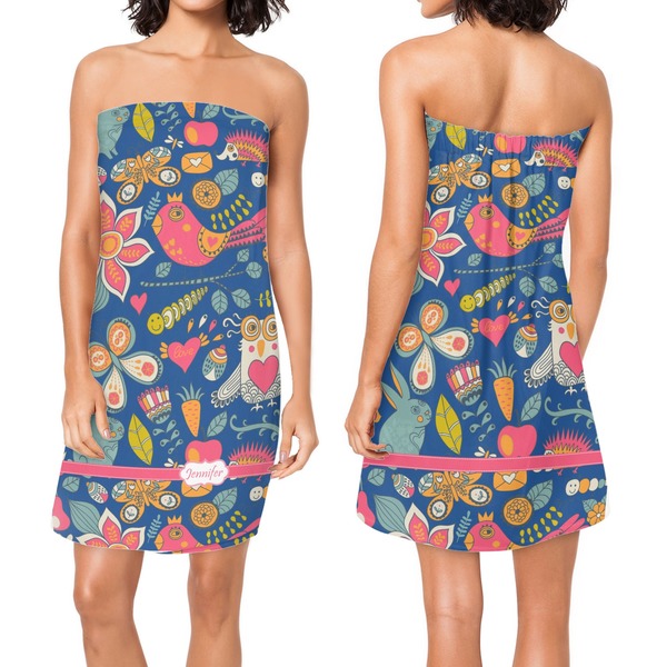 Owl & Hedgehog Custom Bath Wrap - Front & Back View