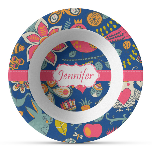 Custom Owl & Hedgehog Plastic Bowl - Microwave Safe - Composite Polymer (Personalized)