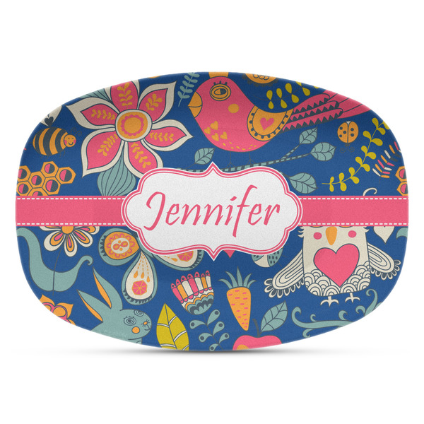 Custom Owl & Hedgehog Plastic Platter - Microwave & Oven Safe Composite Polymer (Personalized)