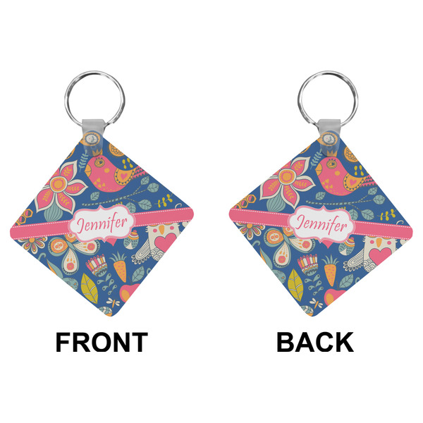 Owl & Hedgehog Diamond Keychain (Front + Back)