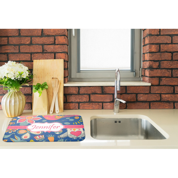 Owl & Hedgehog Dish Drying Mat - LIFESTYLE 2