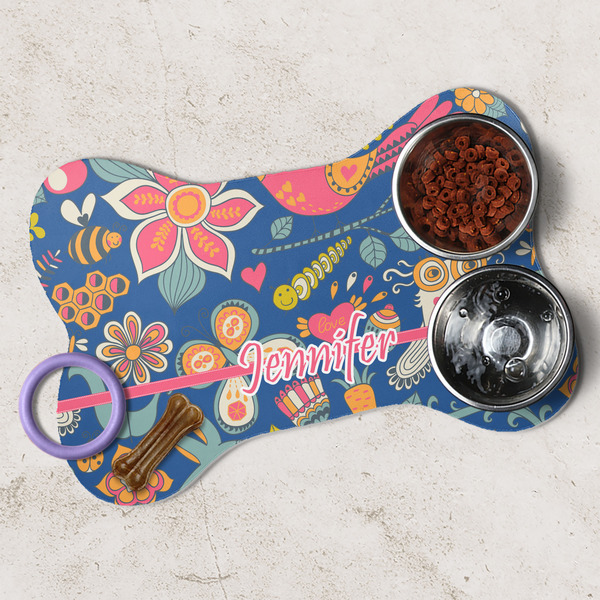 Owl & Hedgehog Dog Bone Shaped Mat Lifestyle