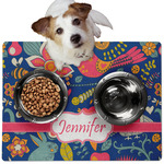 Owl & Hedgehog Dog Food Mat - Medium w/ Name or Text