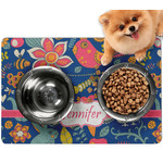 Owl & Hedgehog Dog Food Mat - Small w/ Name or Text