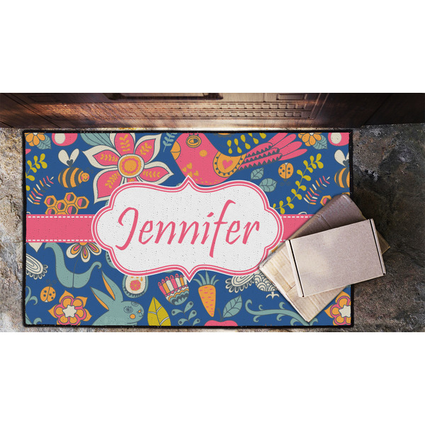 Owl & Hedgehog Door Mat - LIFESTYLE (Lrg)