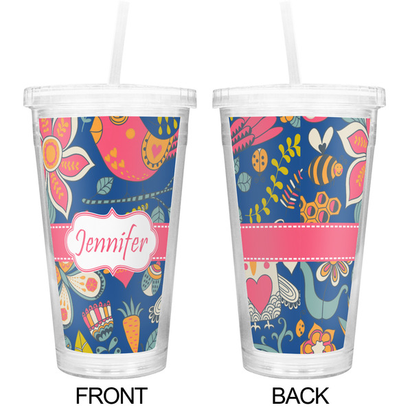 Owl & Hedgehog Double Wall Tumbler with Straw - Approval