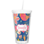 Owl & Hedgehog Double Wall Tumbler with Straw (Personalized)