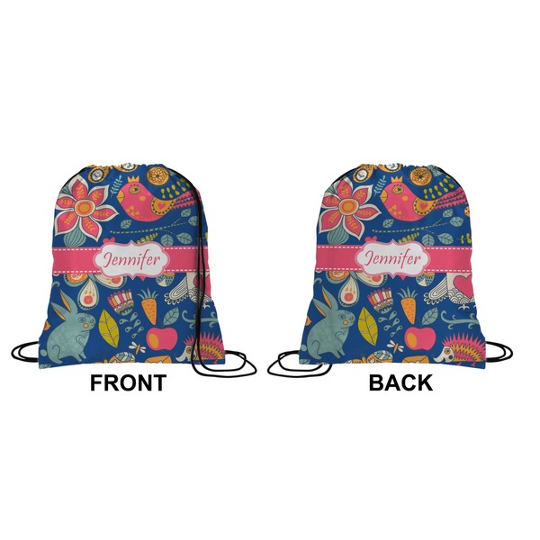 Owl & Hedgehog Drawstring Backpack Front & Back Small