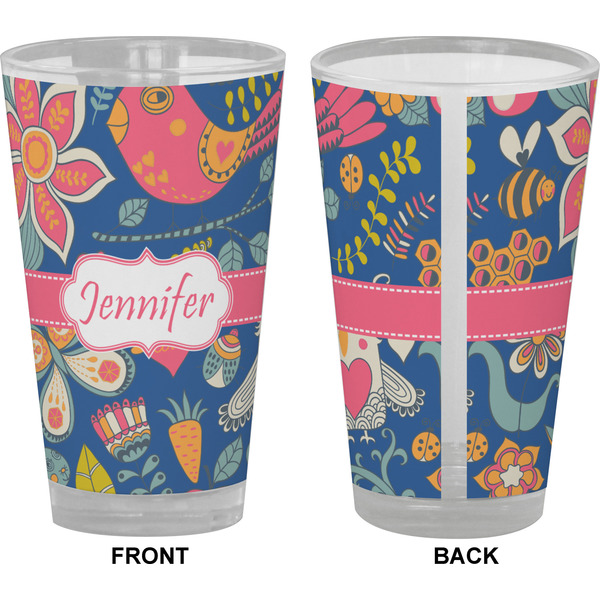 Owl & Hedgehog Pint Glass - Full Color - Front & Back Views