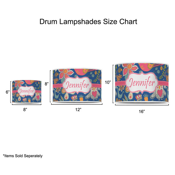 Owl & Hedgehog Drum Lampshades - Sizing Chart