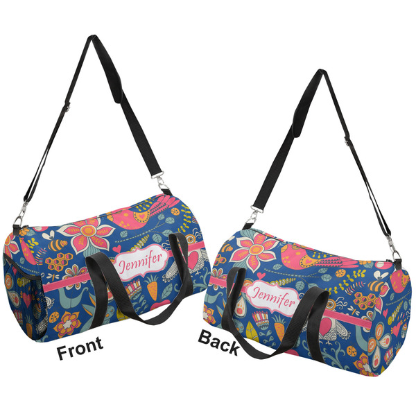 Owl & Hedgehog Duffle bag small front and back sides