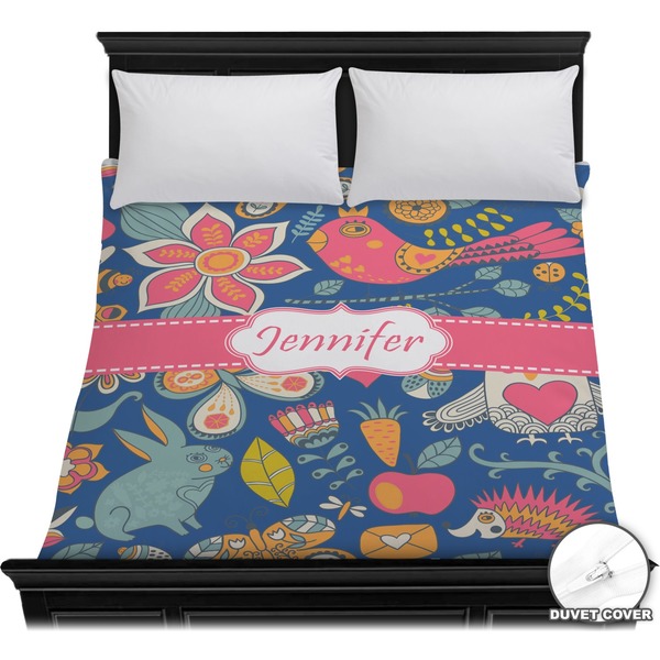 Custom Owl & Hedgehog Duvet Cover - Full / Queen (Personalized)