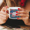 Owl & Hedgehog Espresso Cup - 6oz (Double Shot) LIFESTYLE (Woman hands cropped)