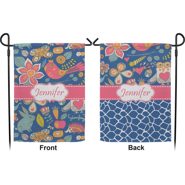 Owl & Hedgehog Garden Flag - Double Sided Front and Back