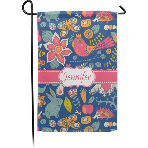 Custom Owl & Hedgehog Small Garden Flag - Single Sided w/ Name or Text