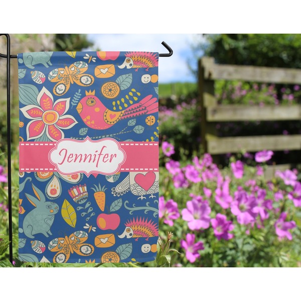 Owl & Hedgehog Garden Flag - Outside In Flowers