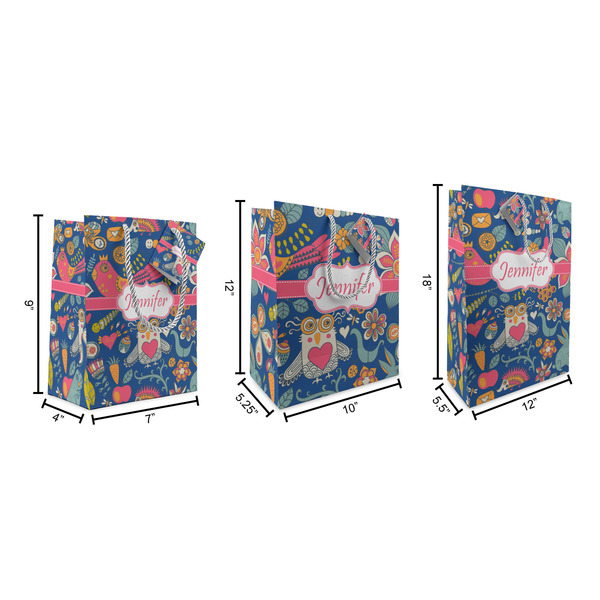 Owl & Hedgehog Gift Bags - All Sizes - Dimensions
