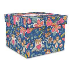 Owl & Hedgehog Gift Box with Lid - Canvas Wrapped - Large (Personalized)