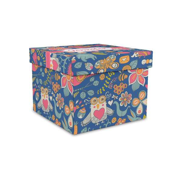 Custom Owl & Hedgehog Gift Box with Lid - Canvas Wrapped - Small (Personalized)