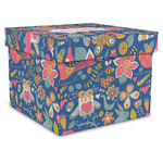 Owl & Hedgehog Gift Box with Lid - Canvas Wrapped - X-Large (Personalized)