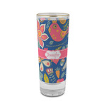 Owl & Hedgehog 2 oz Shot Glass -  Glass with Gold Rim - Set of 4 (Personalized)