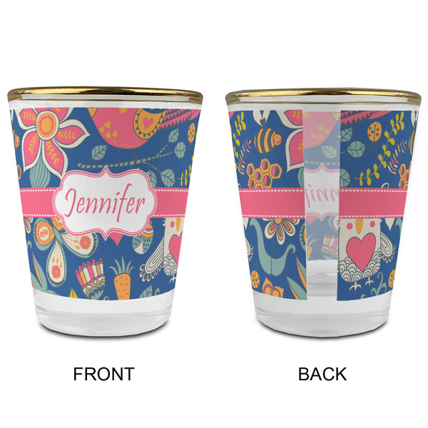 Owl & Hedgehog Glass Shot Glass - with gold rim - APPROVAL