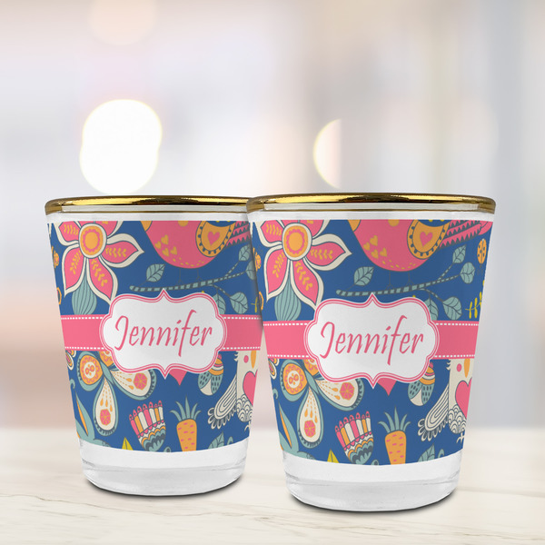 Owl & Hedgehog Glass Shot Glass - with gold rim - LIFESTYLE