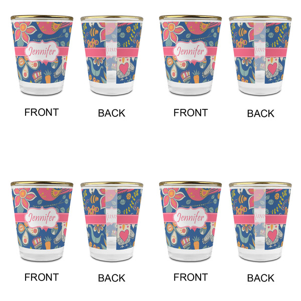 Owl & Hedgehog Glass Shot Glass - with gold rim - Set of 4 - APPROVAL