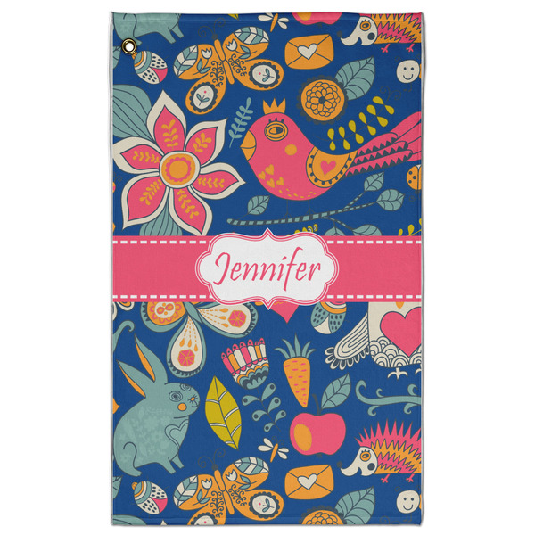 Custom Owl & Hedgehog Golf Towel - Poly-Cotton Blend - Large w/ Name or Text