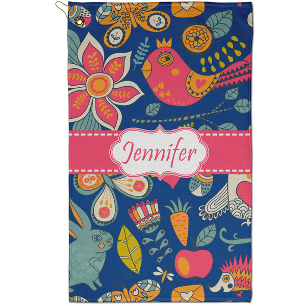 Custom Owl & Hedgehog Golf Towel - Poly-Cotton Blend - Small w/ Name or Text