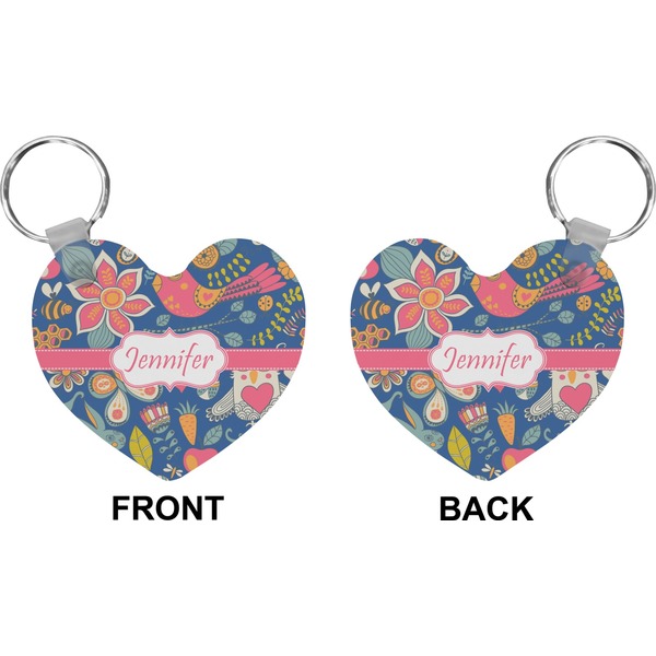 Owl & Hedgehog Heart Keychain (Front + Back)