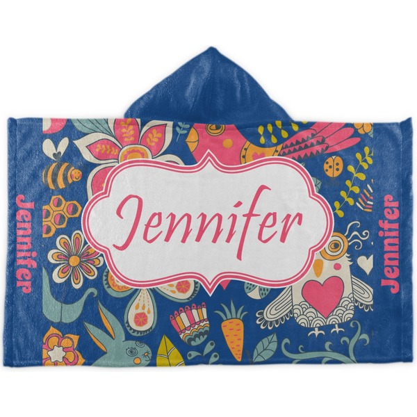 Custom Owl & Hedgehog Kids Hooded Towel (Personalized)