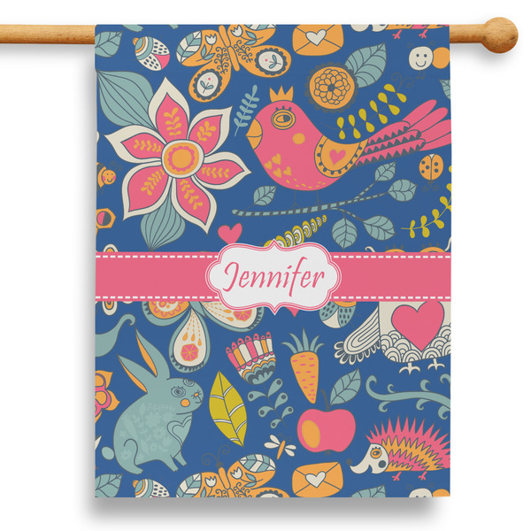 Custom Owl & Hedgehog 28" House Flag (Personalized)