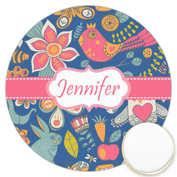 Custom Owl & Hedgehog Printed Cookie Topper - 3.25" (Personalized)