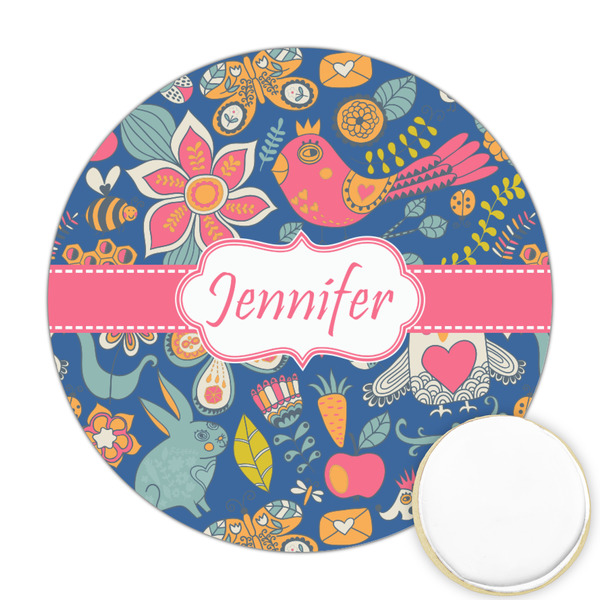 Custom Owl & Hedgehog Printed Cookie Topper - Round (Personalized)