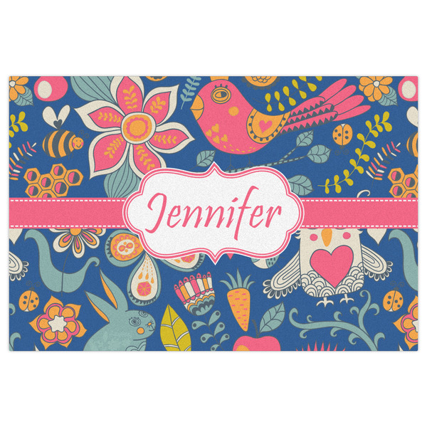 Owl & Hedgehog Indoor / Outdoor Rug - 2'x3' - Front Flat