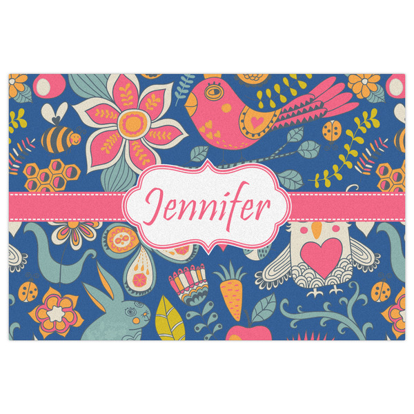 Owl & Hedgehog Indoor / Outdoor Rug - 4'x6' - Front Flat