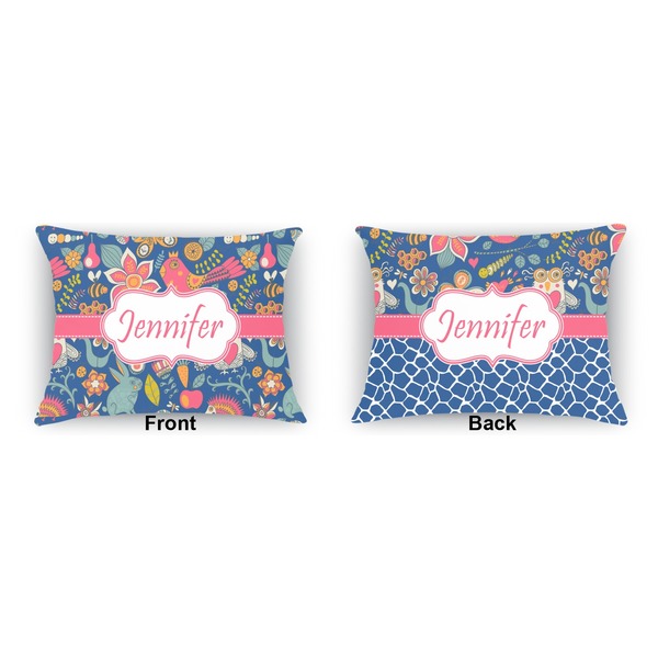 Owl & Hedgehog  Indoor Rectangular Burlap Pillow (Front and Back)