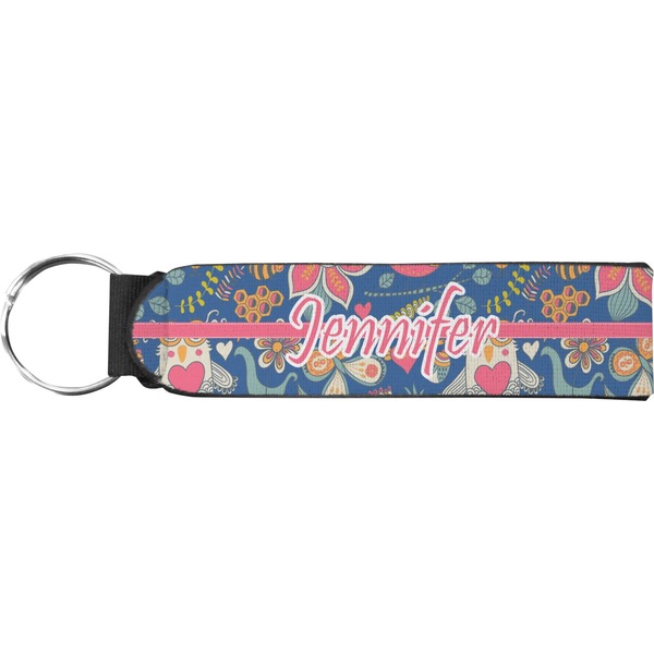 Custom Owl & Hedgehog Neoprene Keychain Fob (Personalized)