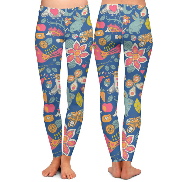 Owl & Hedgehog Ladies Leggings - Front and Back