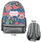 Owl & Hedgehog Large Backpack - Gray - Front & Back View